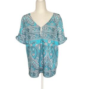 Women's Blue Paisley Floral Top